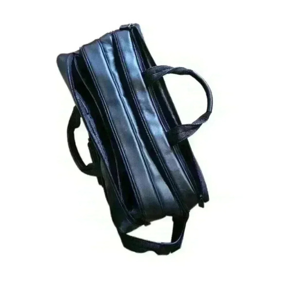 Hartmann Black Leather Expandable 3 Pocket Zip‎ Briefcase Shoulder Travel MINT - Picture 5 of 16